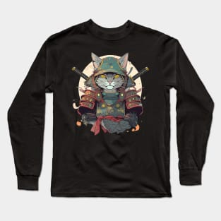 samurai cat Long Sleeve T-Shirt